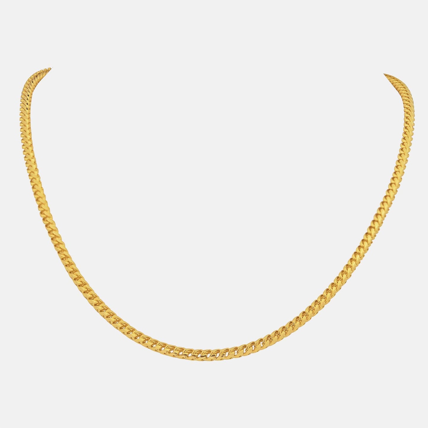 bold curb chain necklace in 22k yellow gold, featuring a thick, interlocking design for a statement look.
