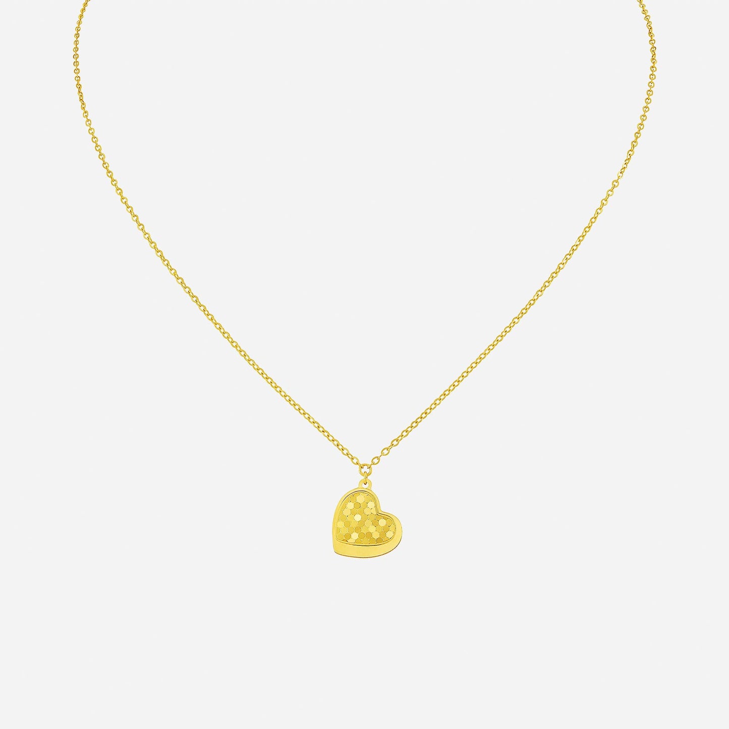 sparkling love necklace in 22k yellow gold with heart pendant featuring a textured design. perfect for a radiant touch.