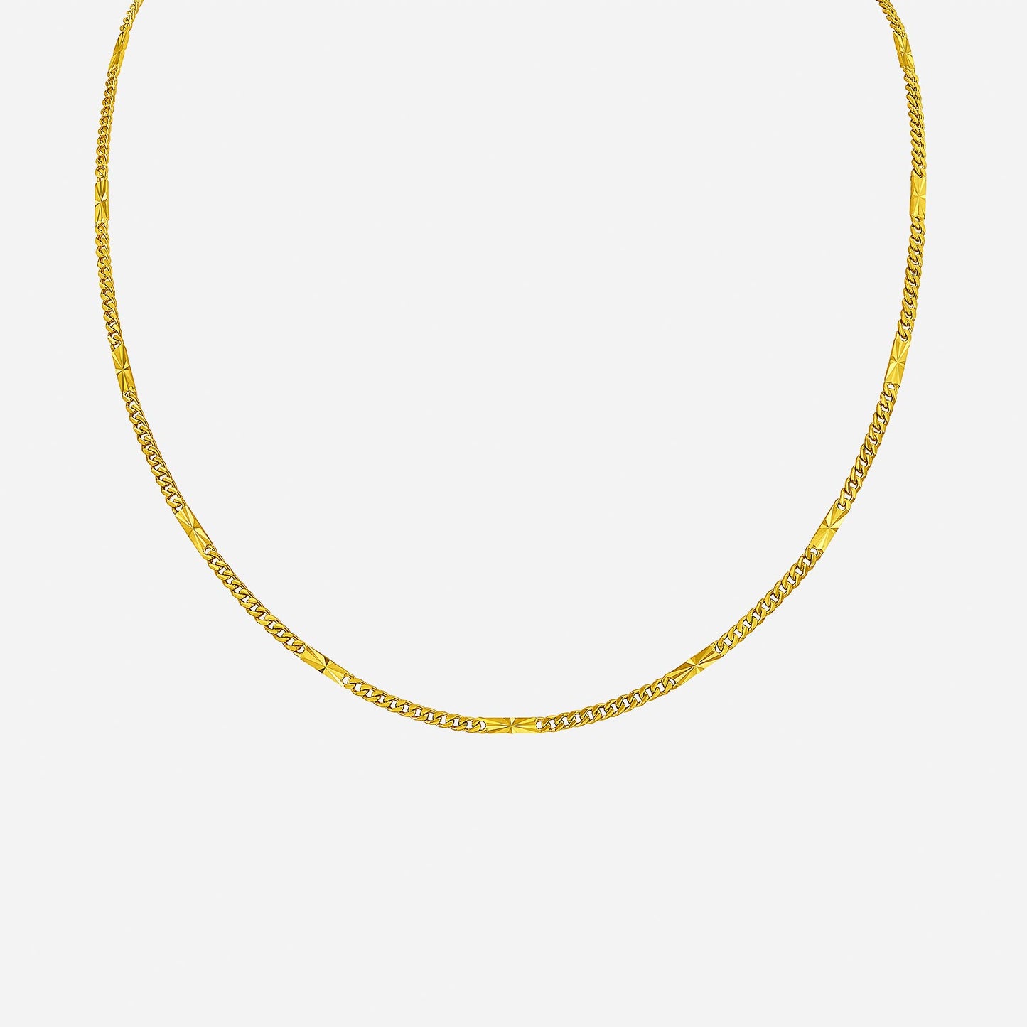 flat bevelled necklace in lustrous 24k yellow gold featuring a modern design and classic charm for versatile styling.