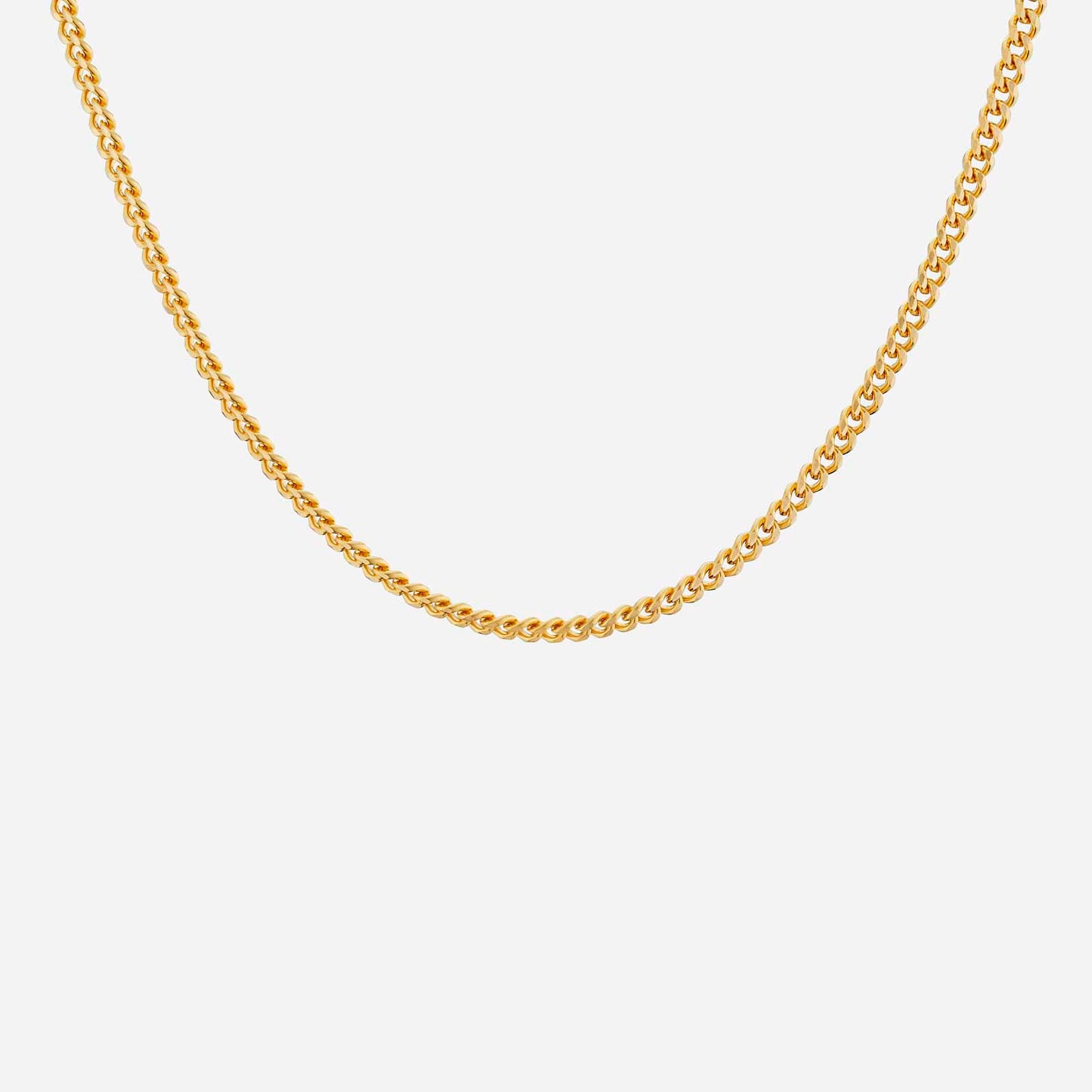 dainty curb chain necklace in 22k yellow gold, featuring a classic and elegant design for versatile styling.