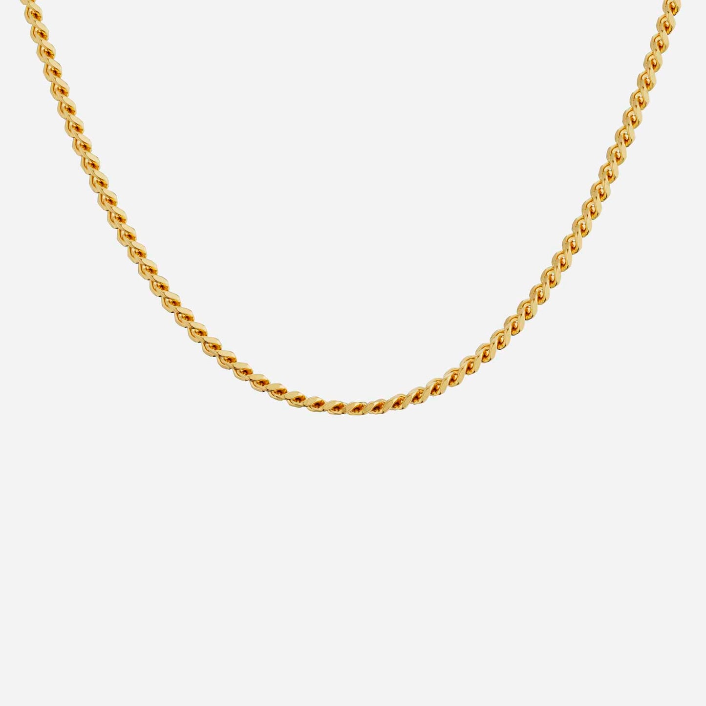 dainty curb chain necklace in 22k yellow gold, featuring a classic twisted design for a touch of elegance.