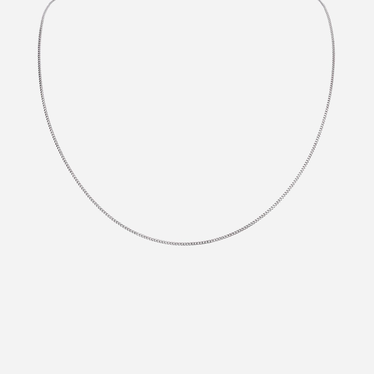dainty 18k white gold curb chain necklace with a classic design for elegant styling.