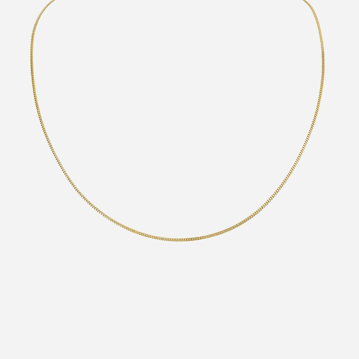 dainty curb chain necklace in 18k yellow gold, sleek design for an elegant and classy look.