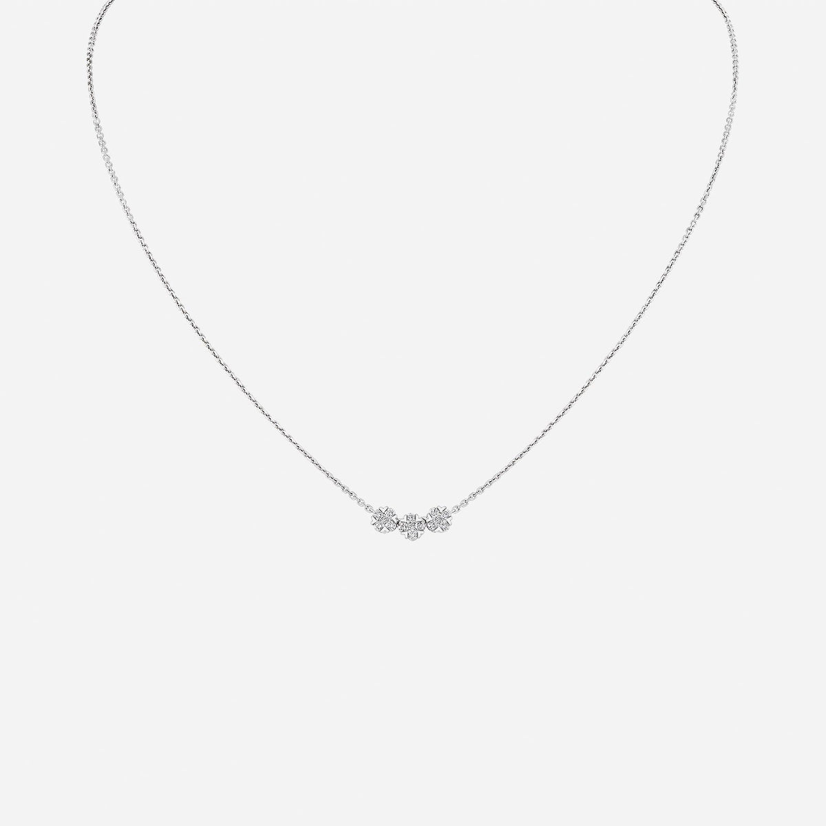 sparkle blossom diamond necklace in 18k white gold with floral diamond motifs for a delicate and radiant touch.