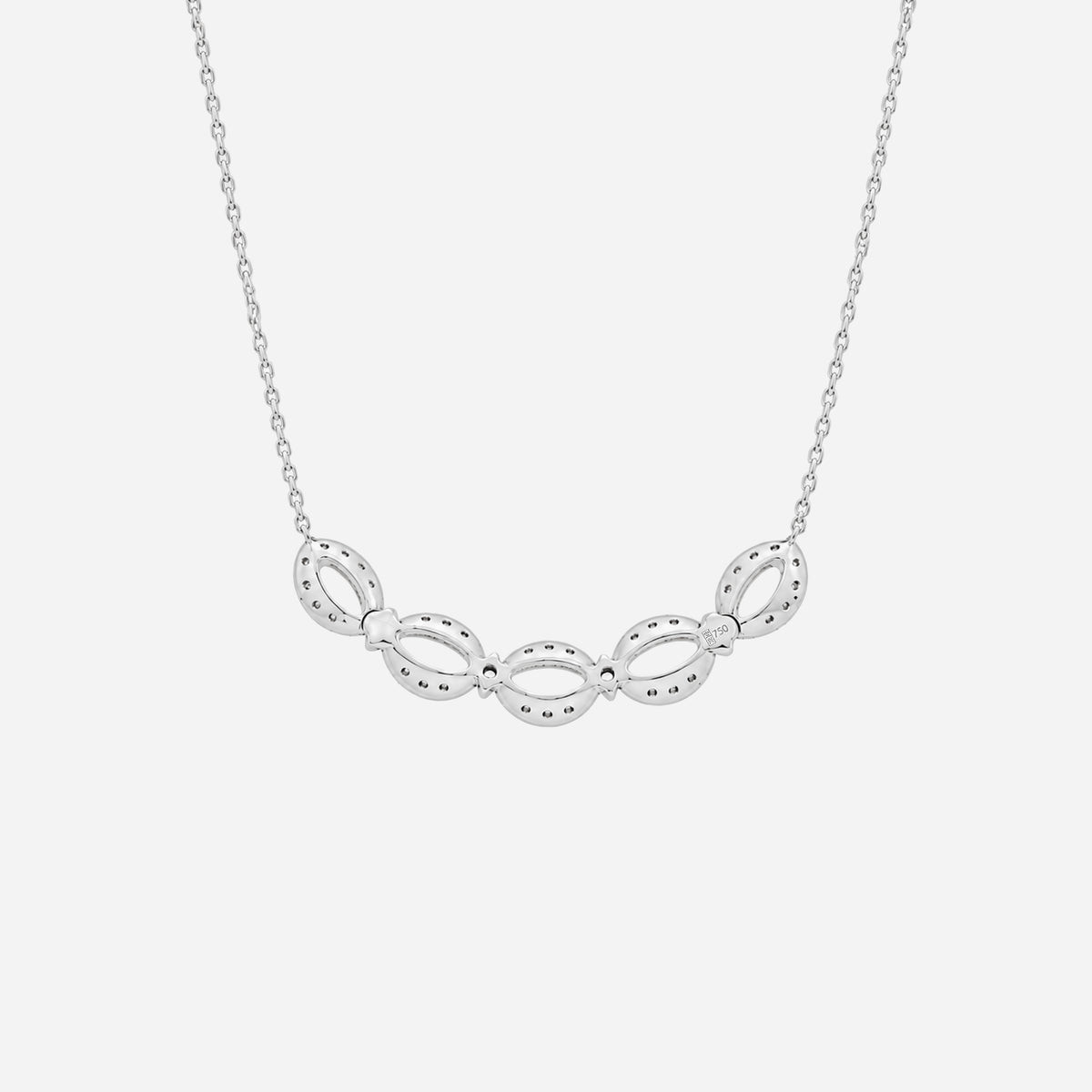 infinity grace diamond necklace in 18k white gold with interlocking infinity links and diamond accents. elegant design.
