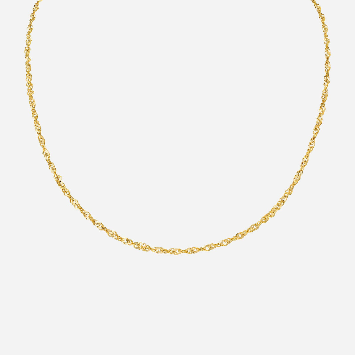 22k yellow gold ripple chain with a unique twisted design, perfect for adding elegance to any outfit.