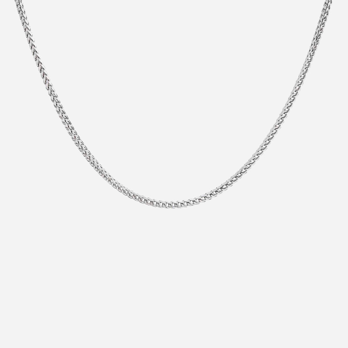 round franco chain in 18k white gold with a sleek and smooth design for elegant layering or standalone wear.
