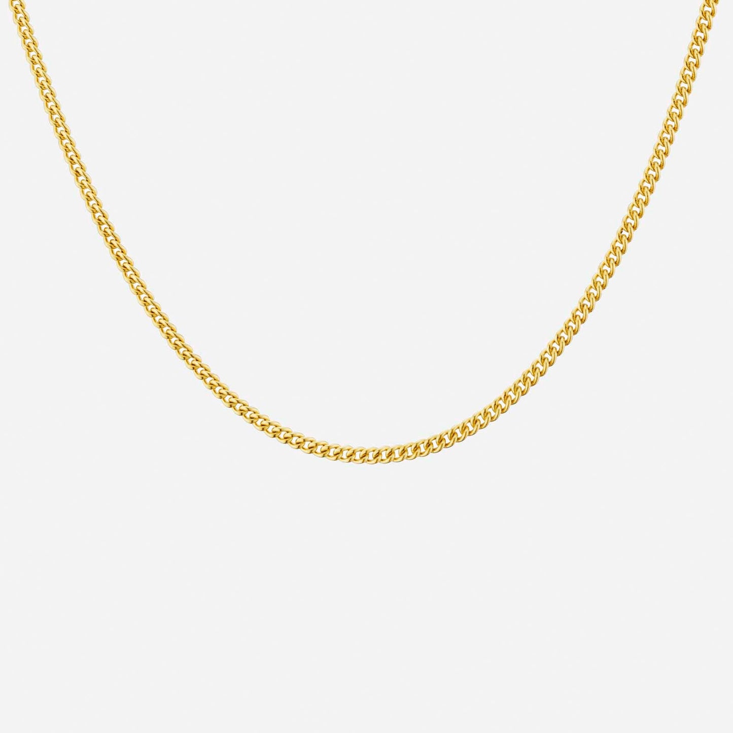 24k yellow gold single link chain necklace, elegant design for versatile styling and timeless appeal.