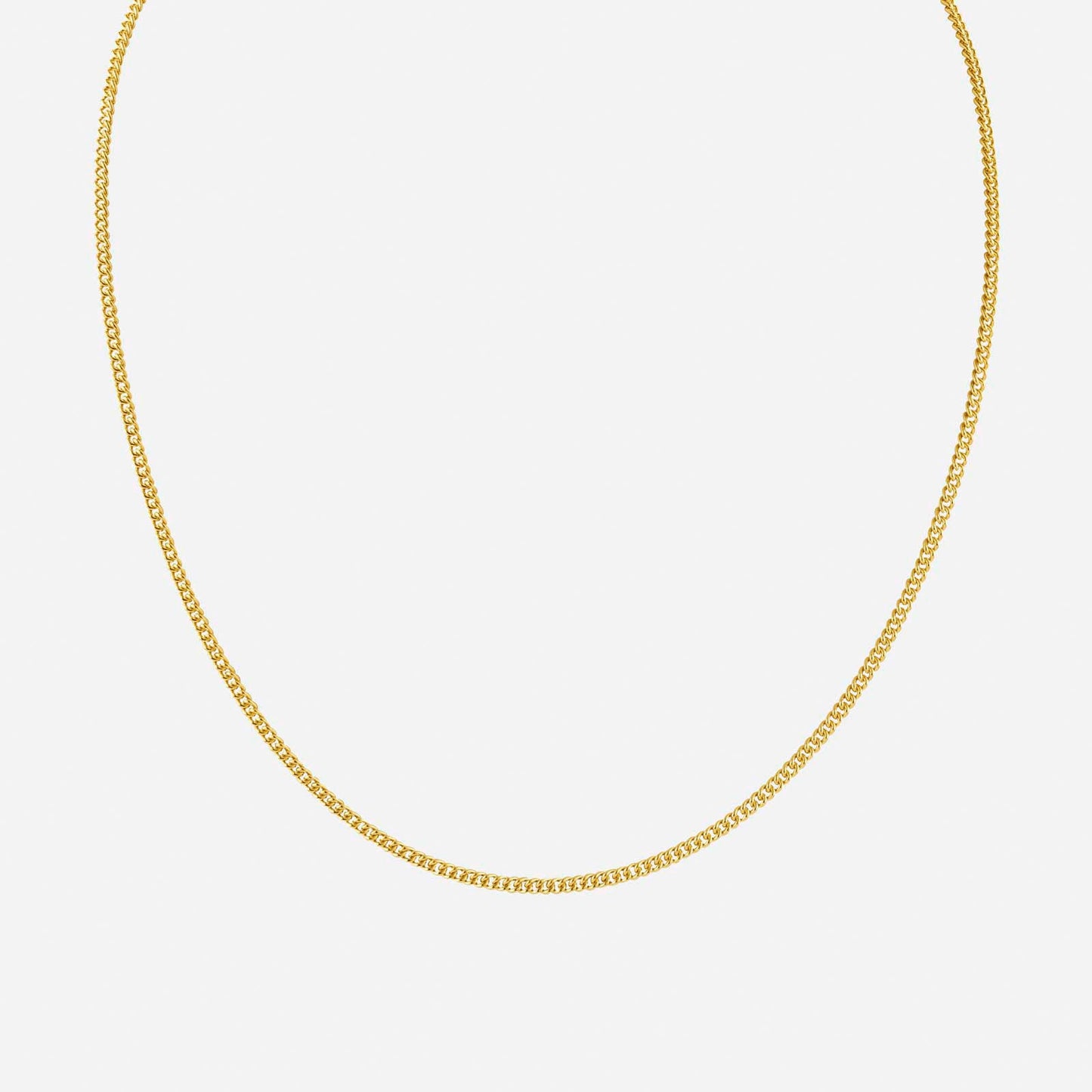 24k yellow gold single link chain necklace with a delicate and timeless design, perfect for any occasion.
