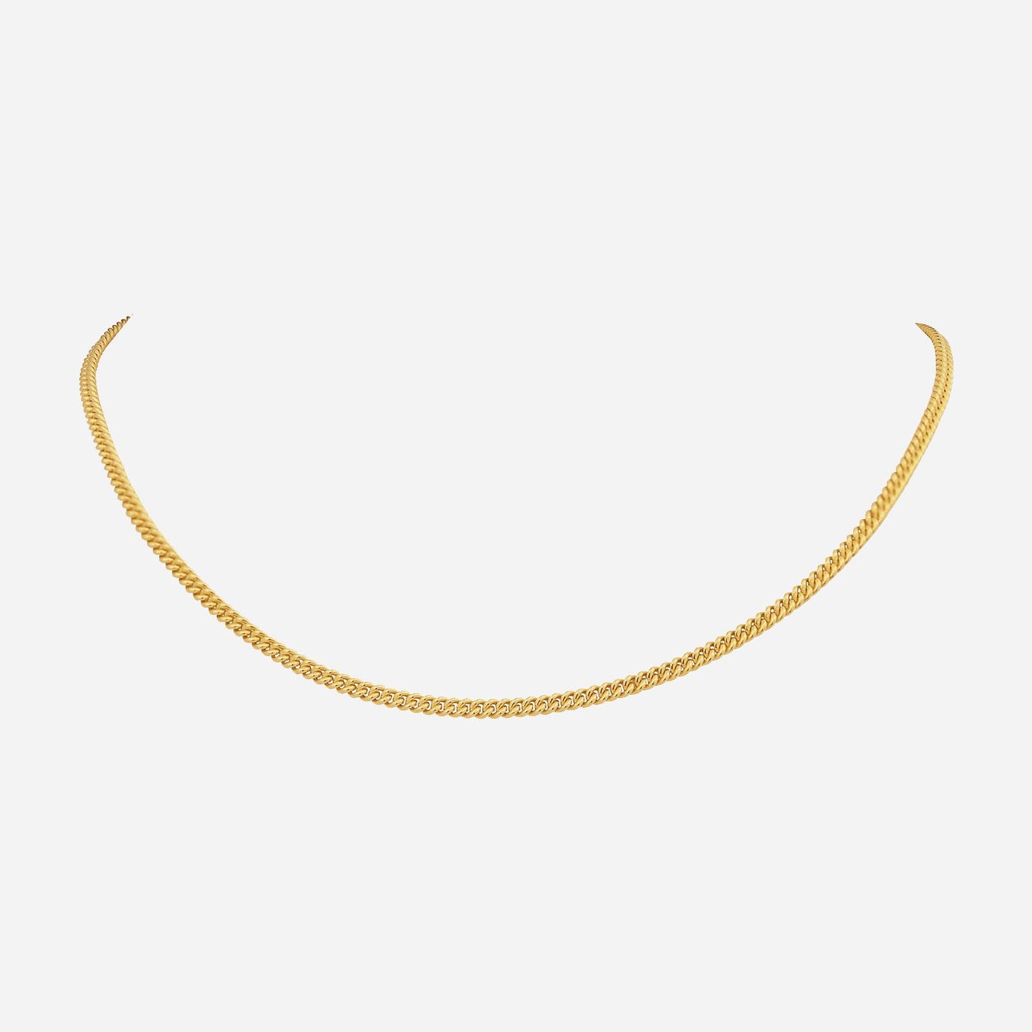 bold single link chain necklace in 22k yellow gold, featuring a sleek and modern design that enhances any outfit.