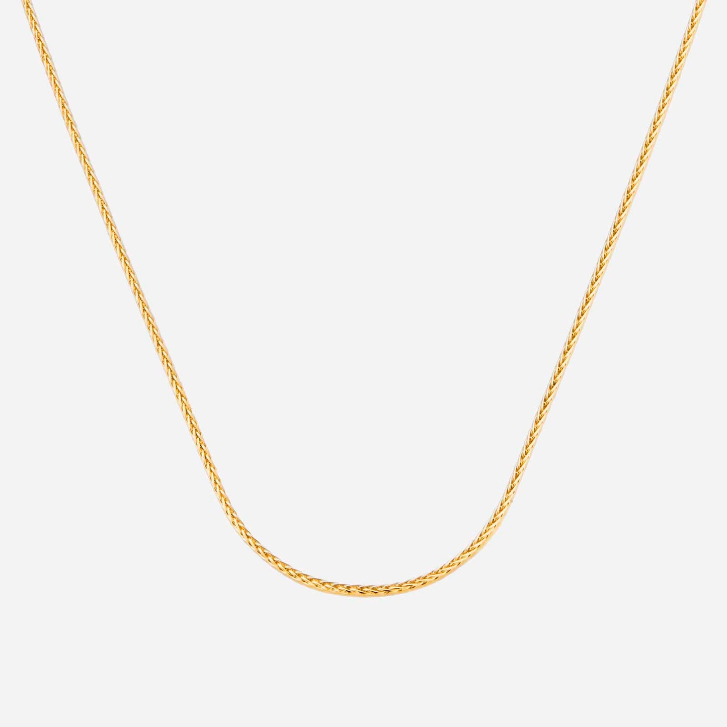 spiga chain necklace in 22k yellow gold with a twisted design, perfect for elegant styling and all occasions.