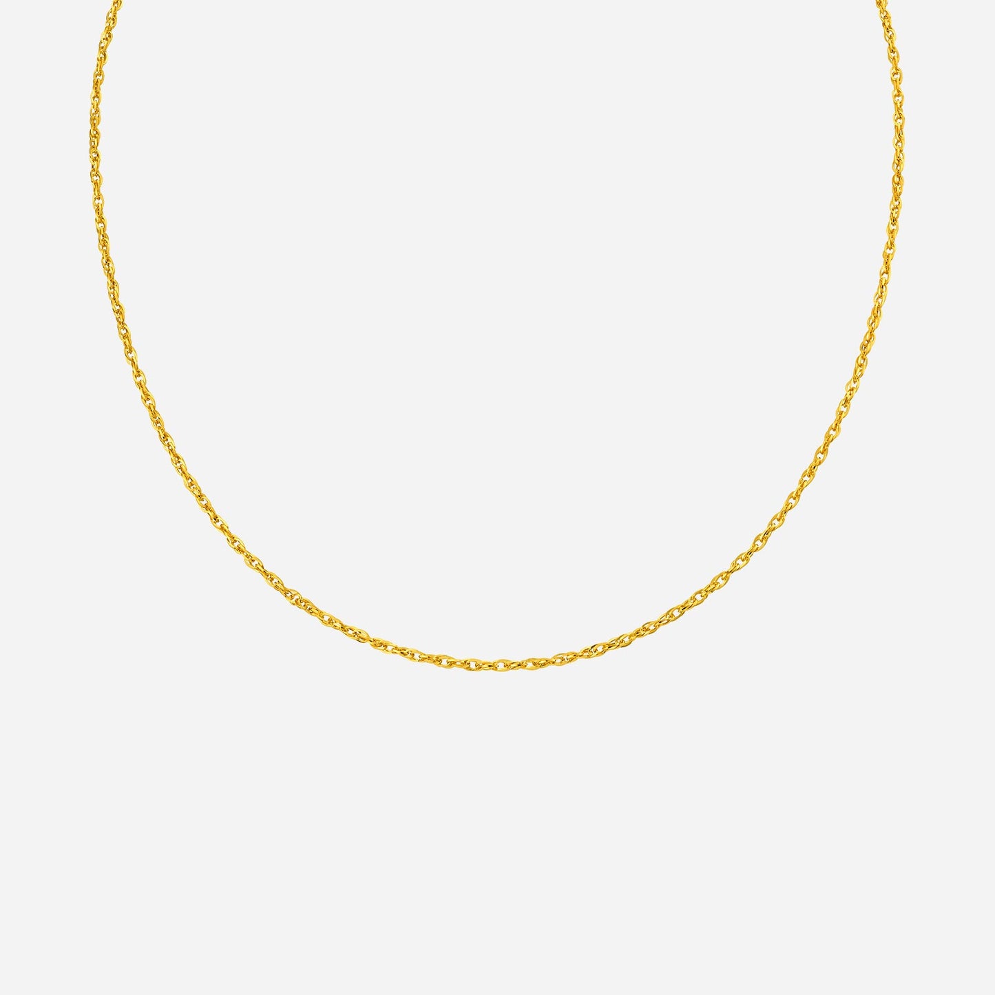 24k yellow gold roped necklace showcasing a simple and elegant design for versatile styling options.