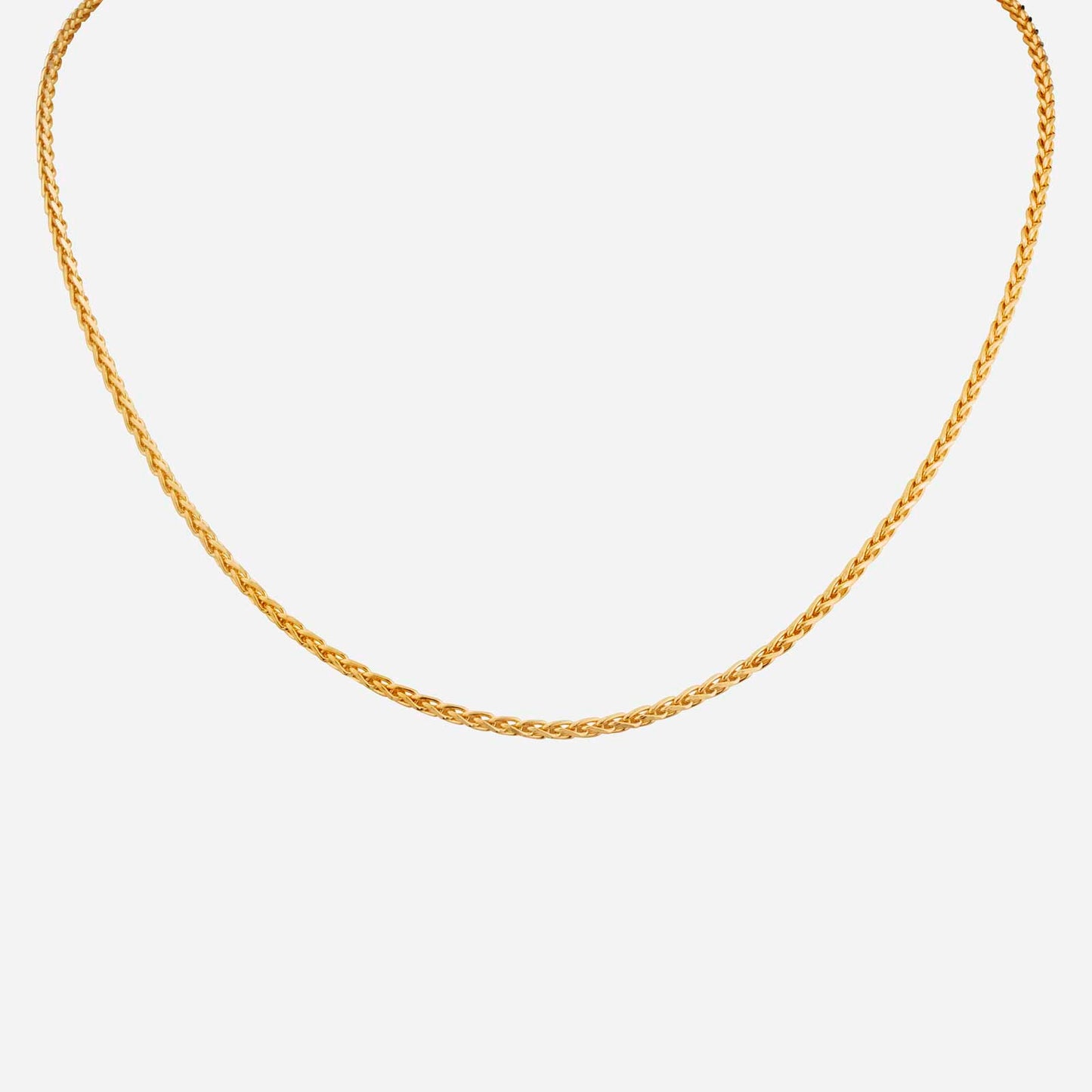 wheat chain necklace in 22k yellow gold with a classic design, perfect for fashion-forward styling.