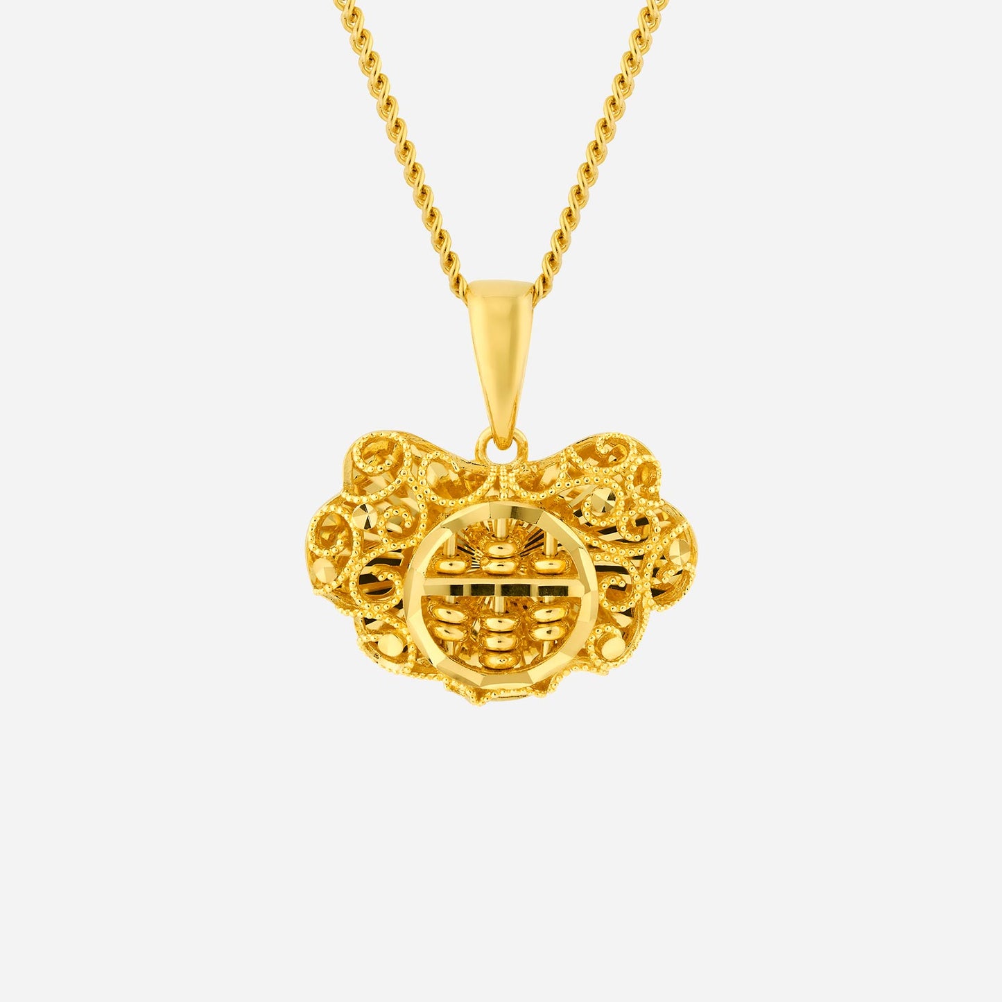 22k yellow gold abacus pendant with intricate filigree design and lucky bead details for a touch of prosperity.