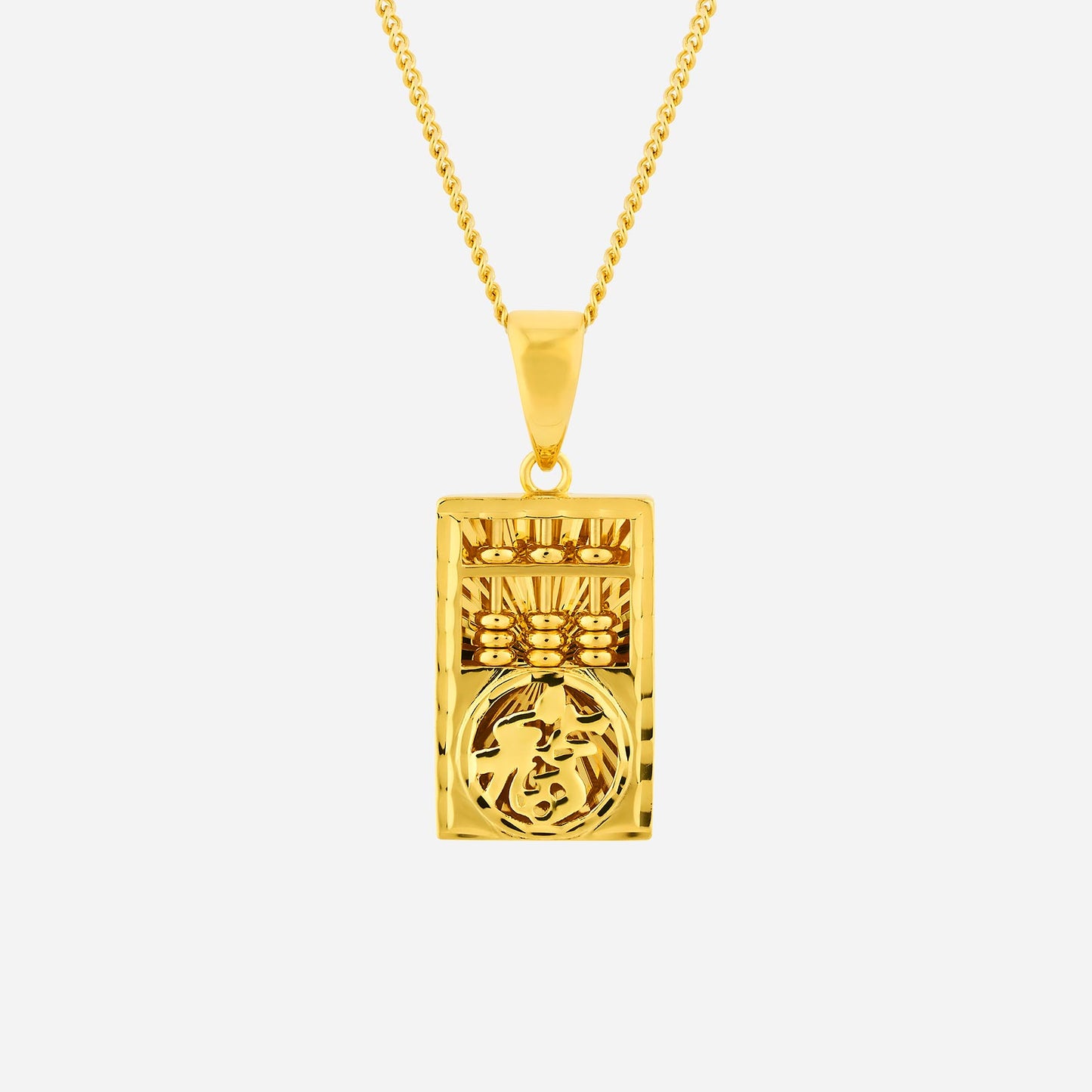 22k yellow gold abacus pendant with intricate detailing and elegant design, showcasing a polished finish.