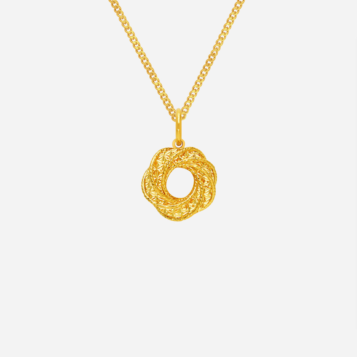 aura petal pendant in 22k yellow gold featuring layered petals with an open center design. elegant and textured.