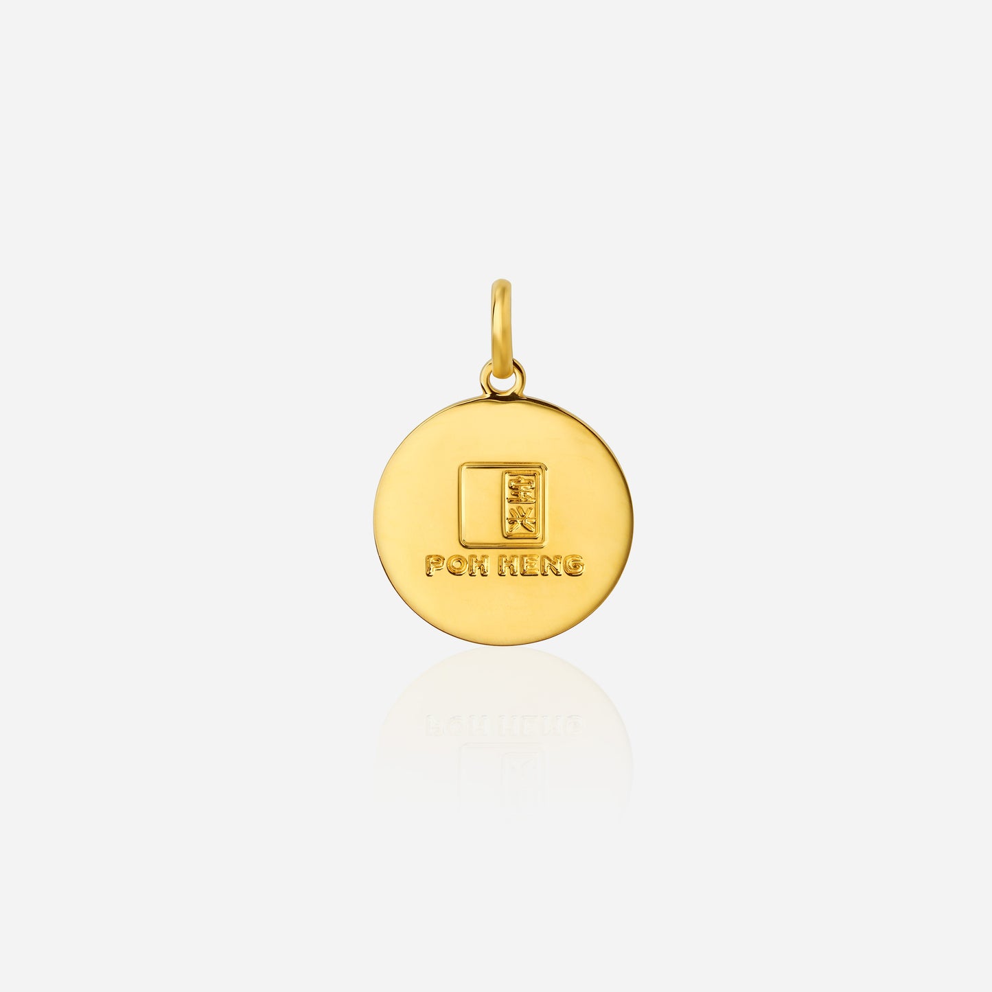 legacy pendant in 22k yellow gold featuring a floral motif and poh heng logo, showcasing a polished finish.