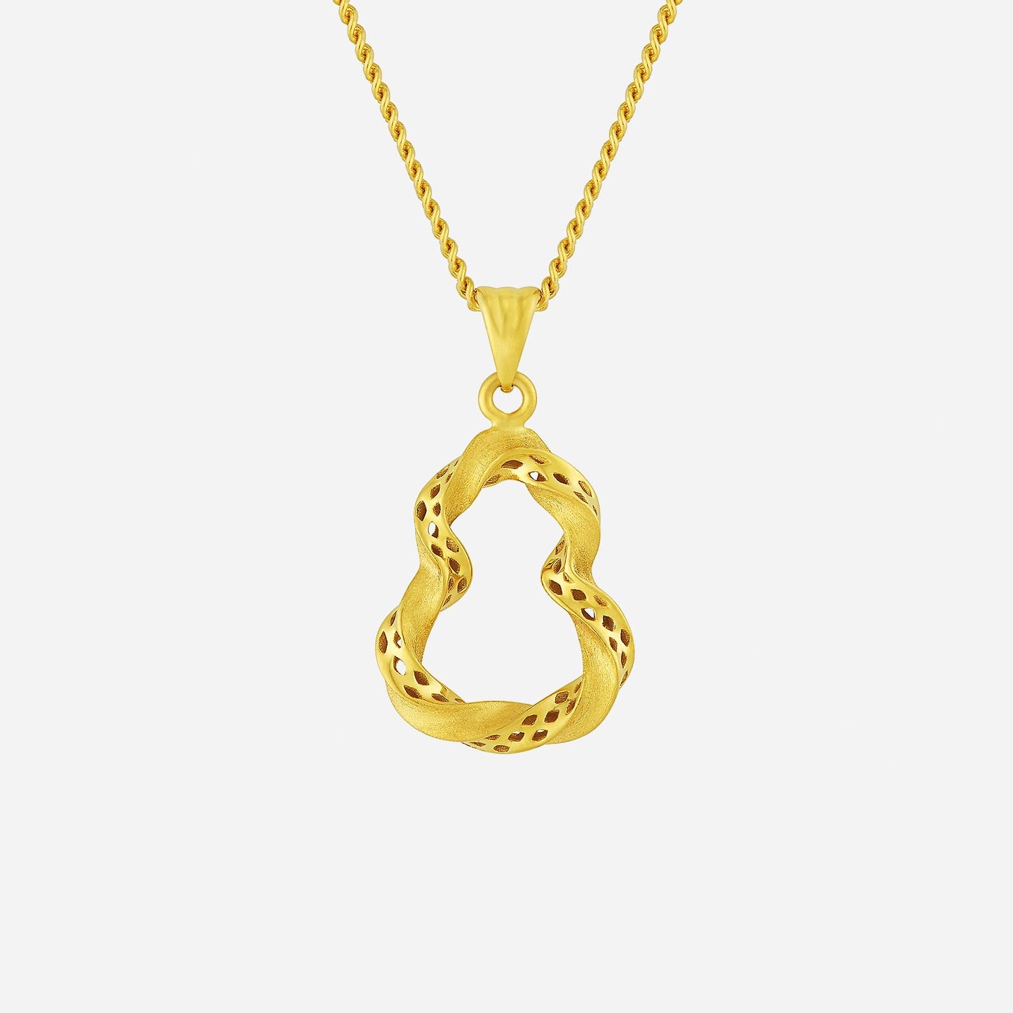 22k yellow gold gourd pendant featuring a unique openwork design, perfect for bold statement jewelry.
