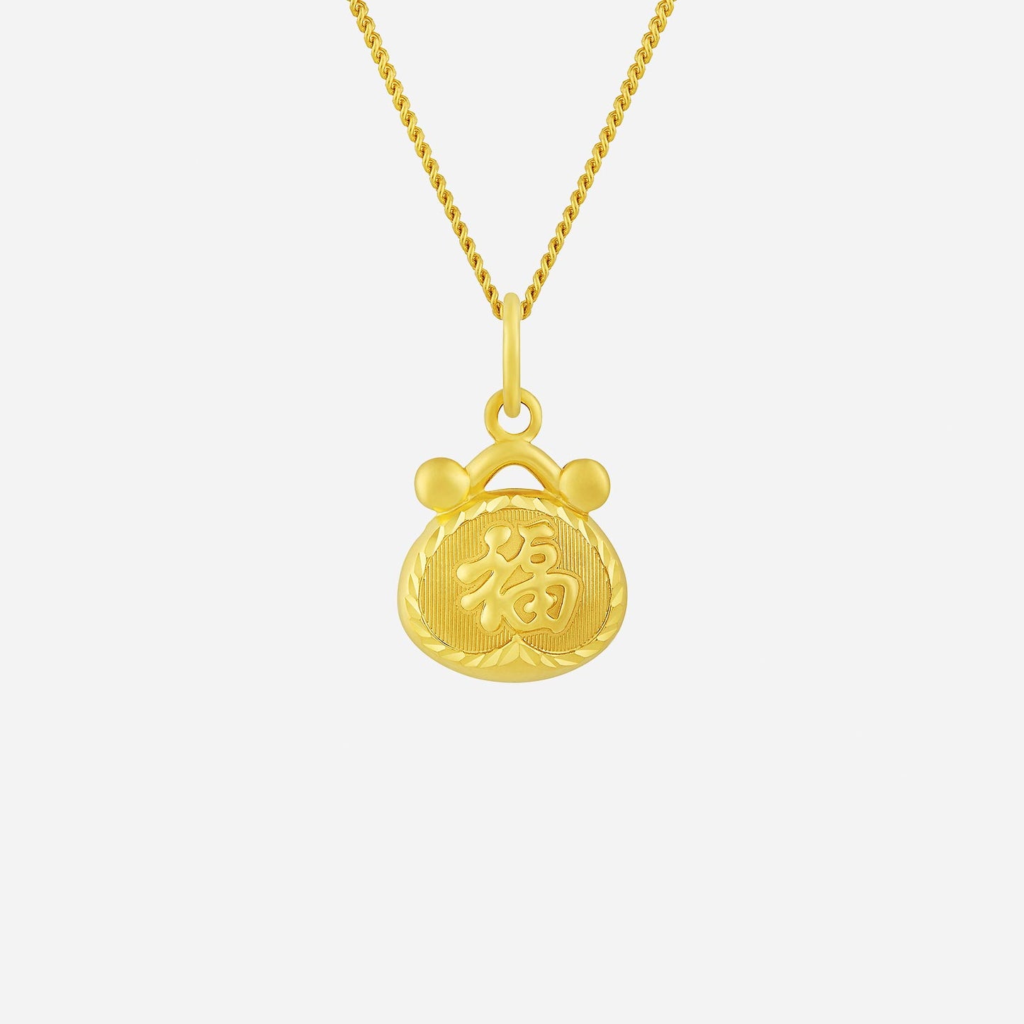 fortune golden pouch pendant in 22k yellow gold with intricate detailing and symbolic design. ideal everyday accessory.