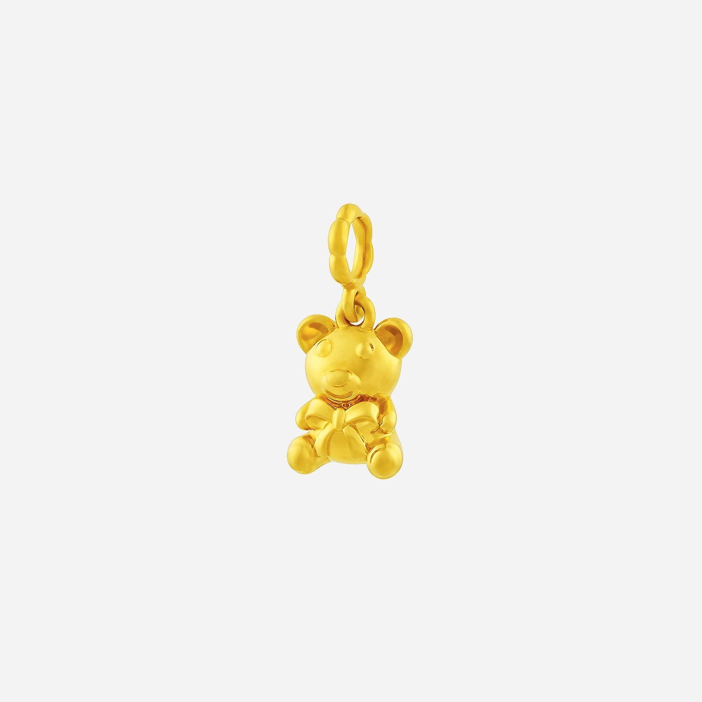 snuggly bear charm in 22k yellow gold, featuring soft contours and playful design, perfect for necklaces or bangles.