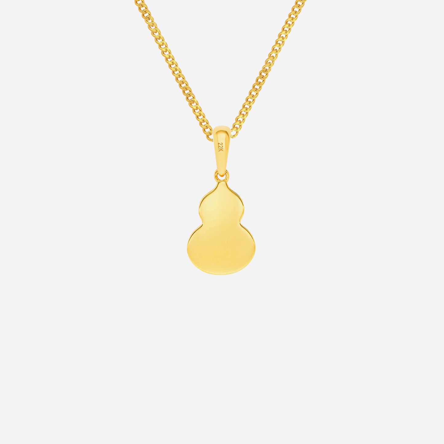 bling gourd pendant in 22k yellow gold with a polished, sleek design symbolizing prosperity and protection.