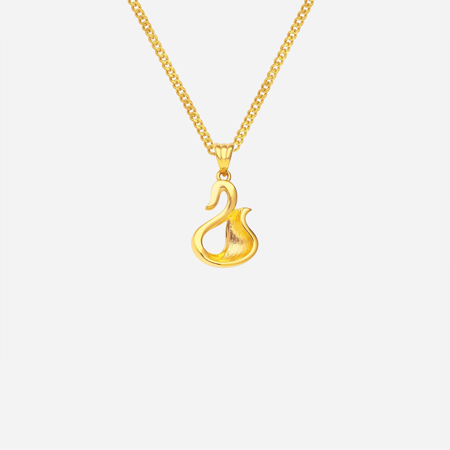 gracefully swan pendant in 22k yellow gold with flowing contours and delicate curves, symbolizing elegance and sophistication.