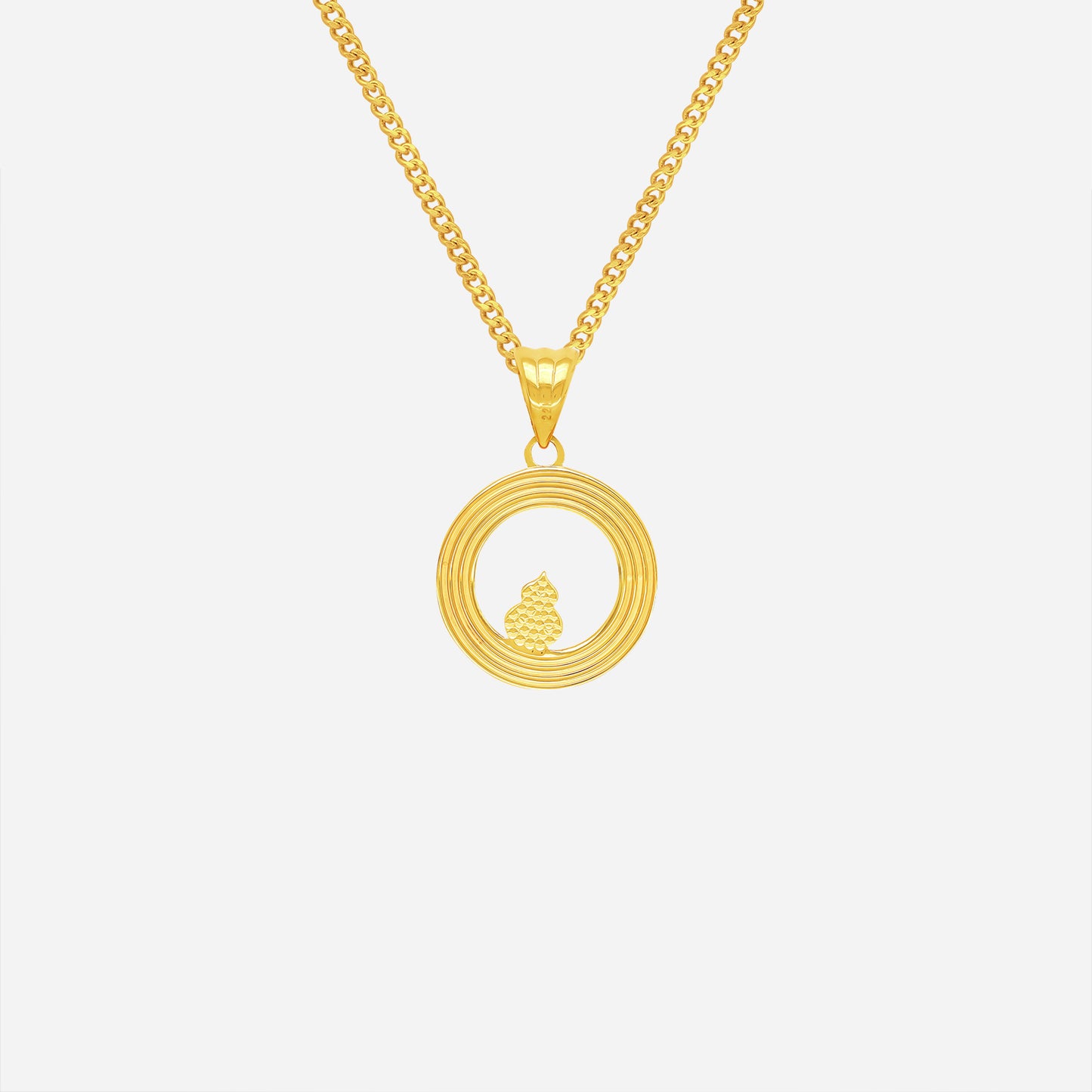 gourd pendant in 22k yellow gold with a twisted rope frame, symbolizing prosperity and good fortune.