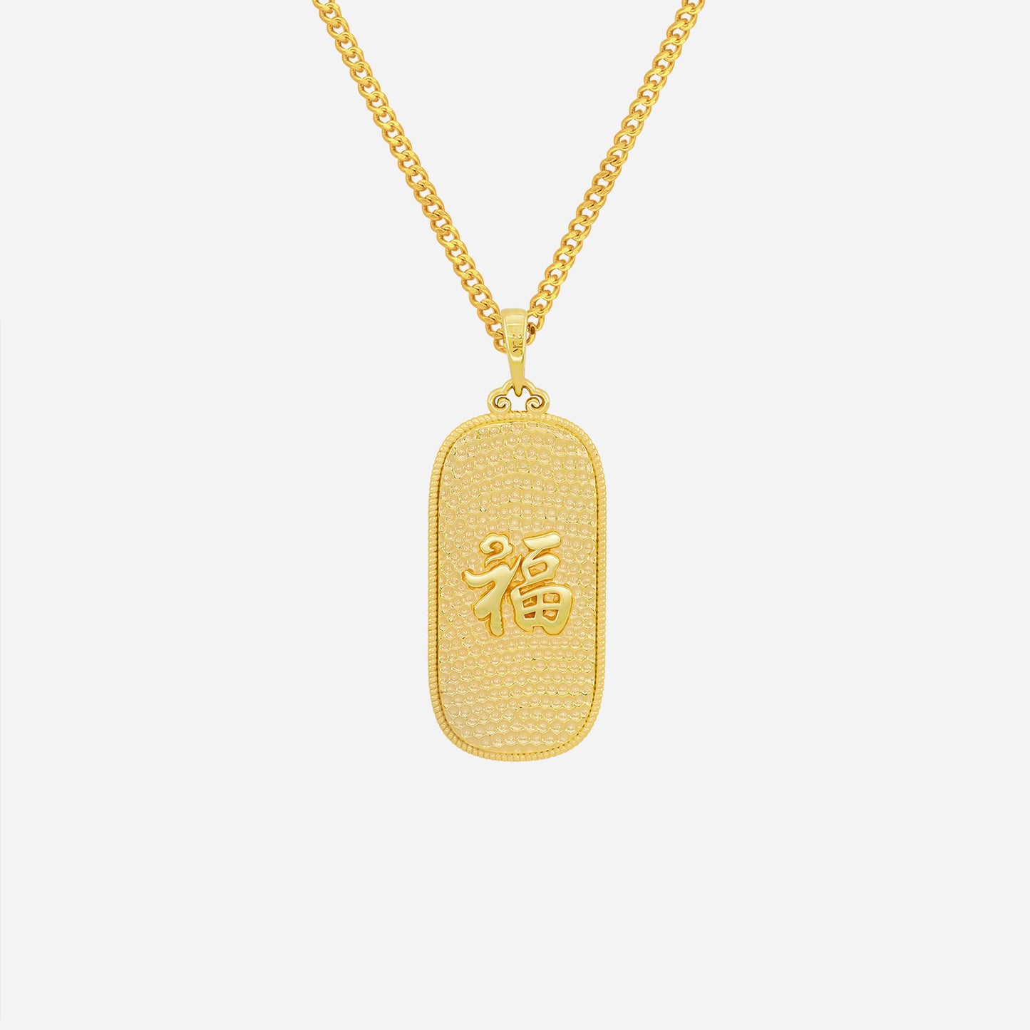 sparkling prosperity pendant in 22k yellow gold with textured detailing and a symbol for success. chain sold separately.