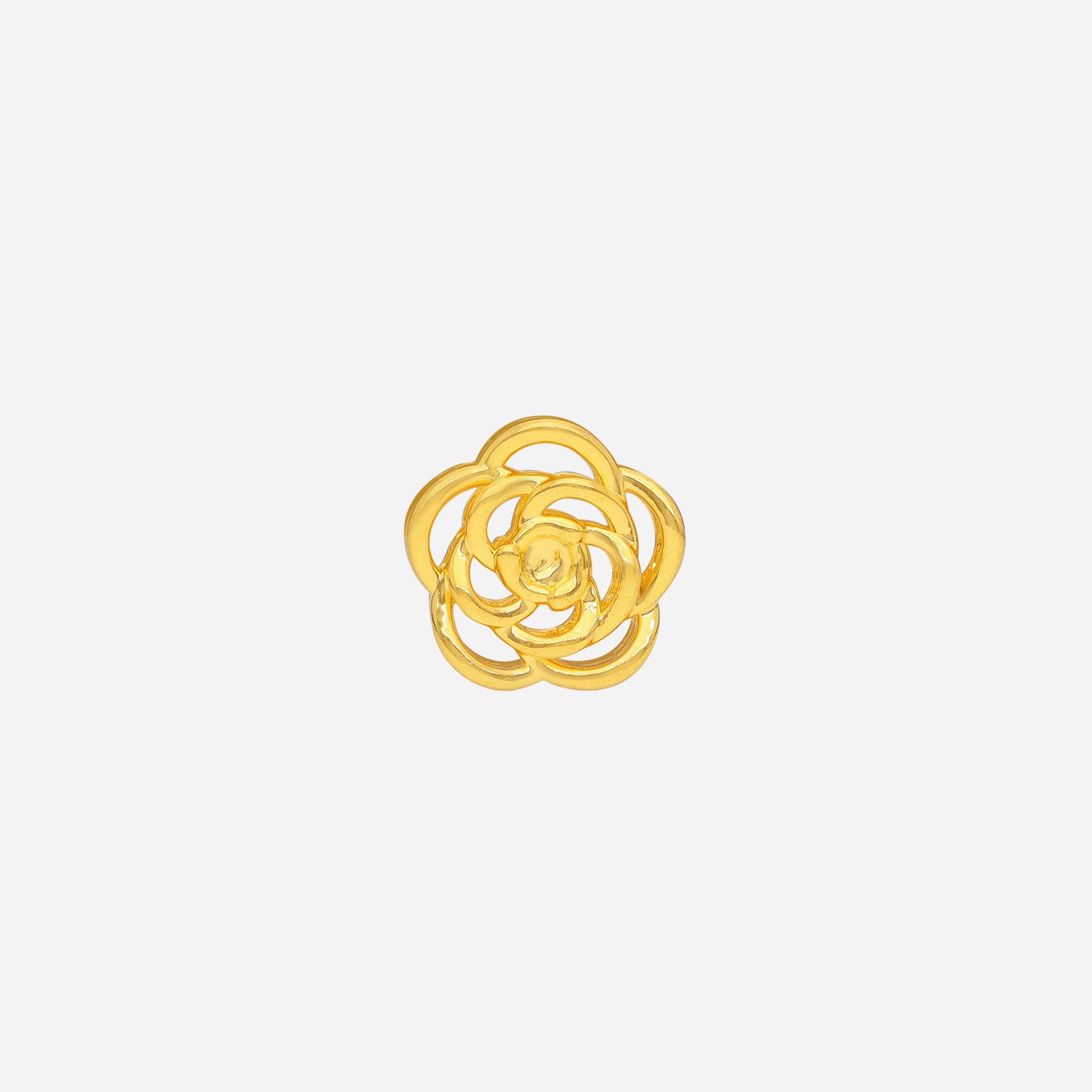 flower charm in 22k yellow gold, featuring layered petals in a blooming floral design. perfect for bracelets or necklaces.