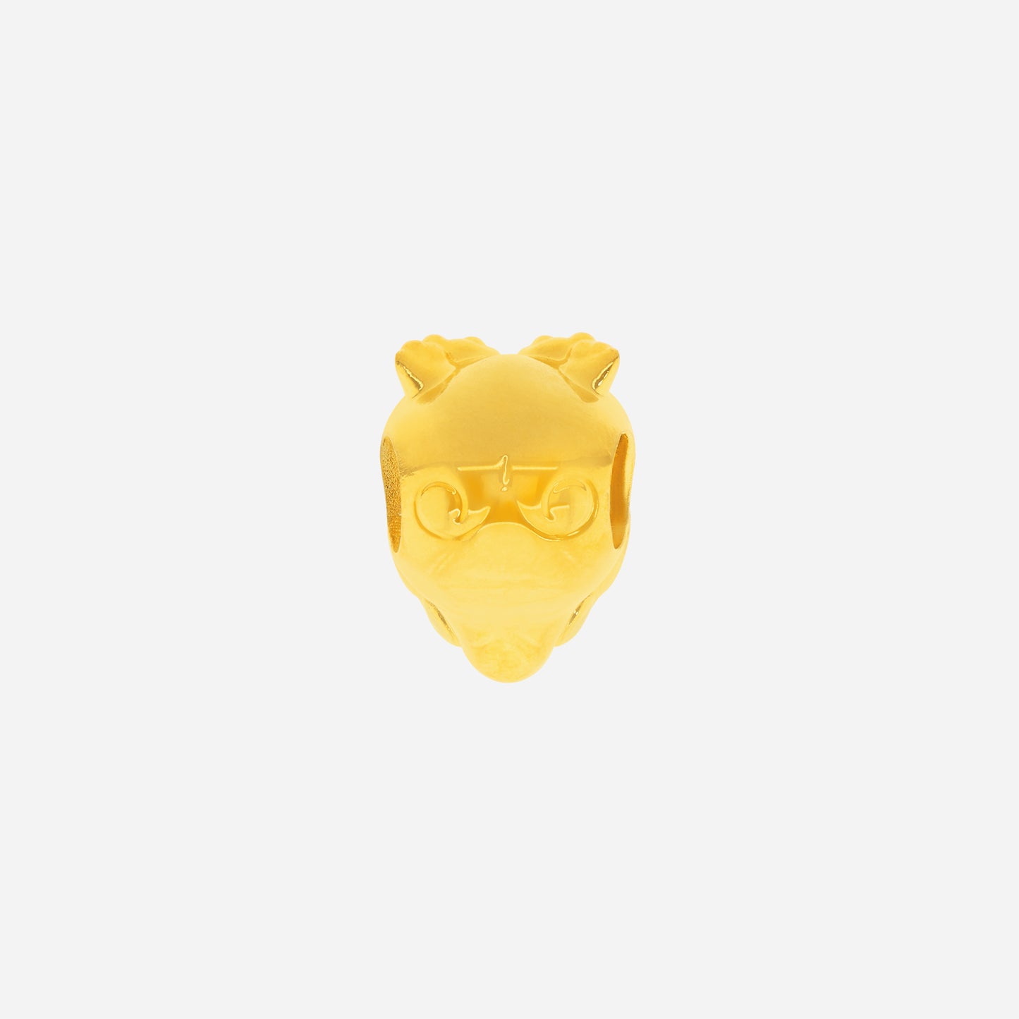 little owl charm crafted in radiant 22k yellow gold with intricate detailing for a whimsical design.