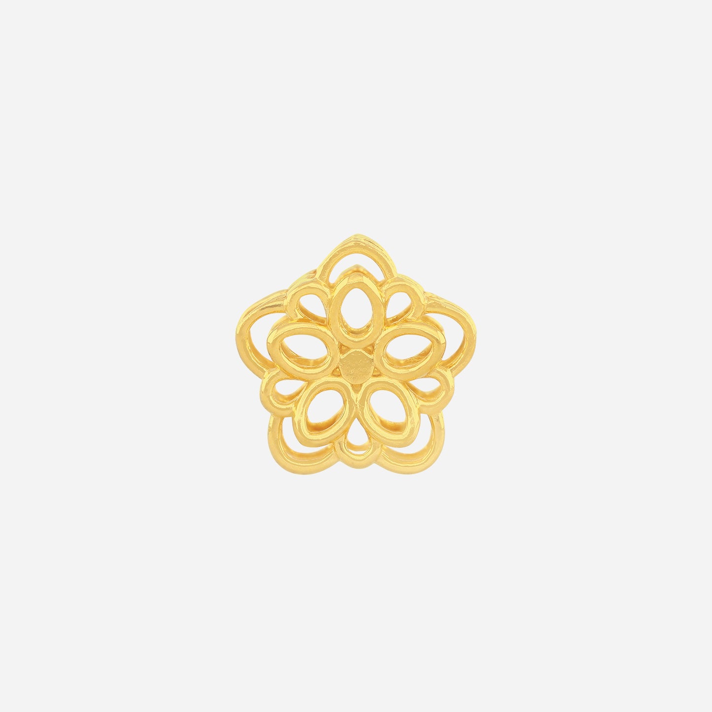intricate floral charm in 22k yellow gold, featuring a detailed openwork design perfect for bracelets or necklaces.