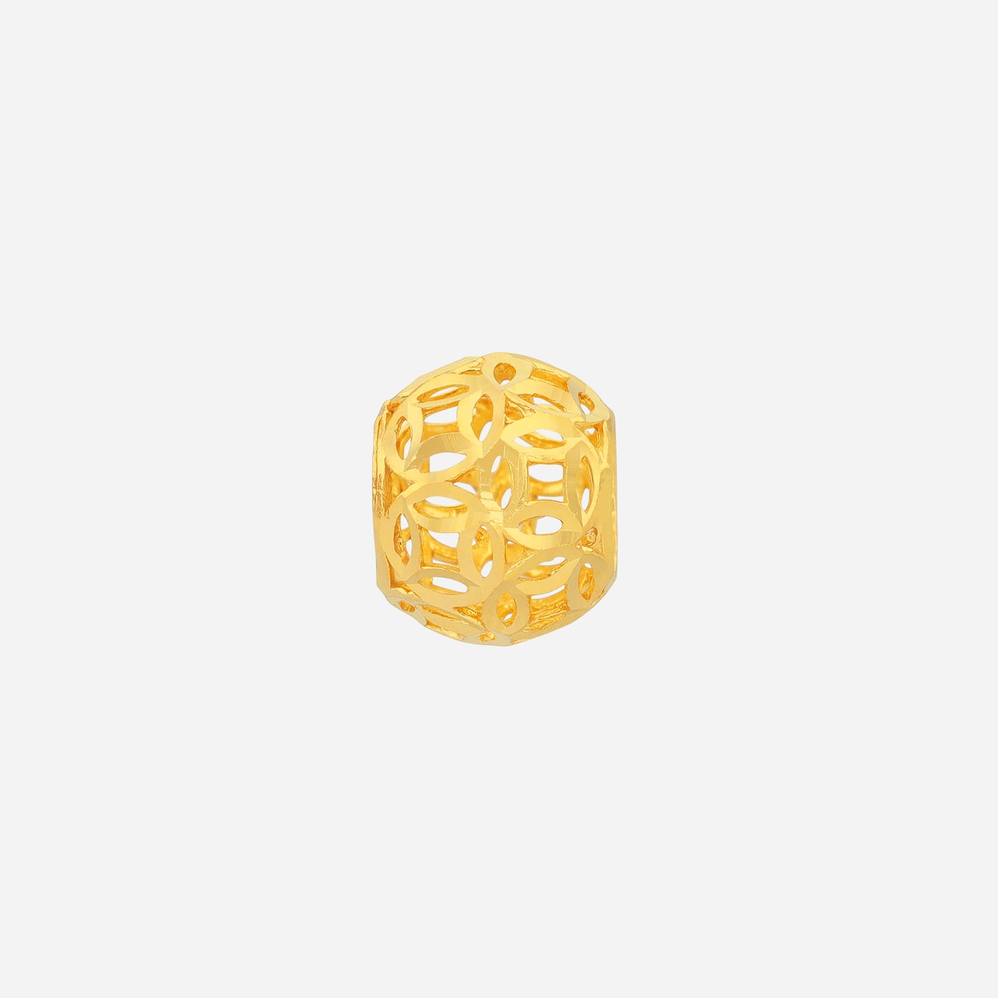 prosperity coin charm in 22k yellow gold with intricate openwork design, ideal for bangles or chain necklaces.