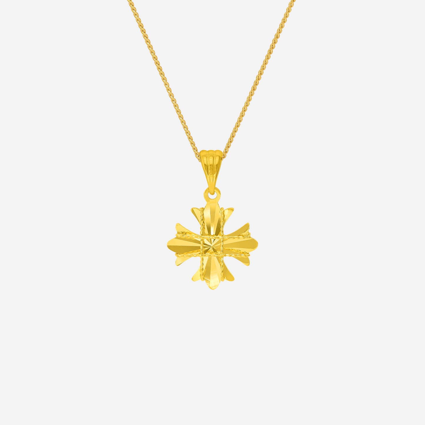 tweed star pendant in 22k yellow gold with intricate sculpted star design and textured detailing. chain not included.