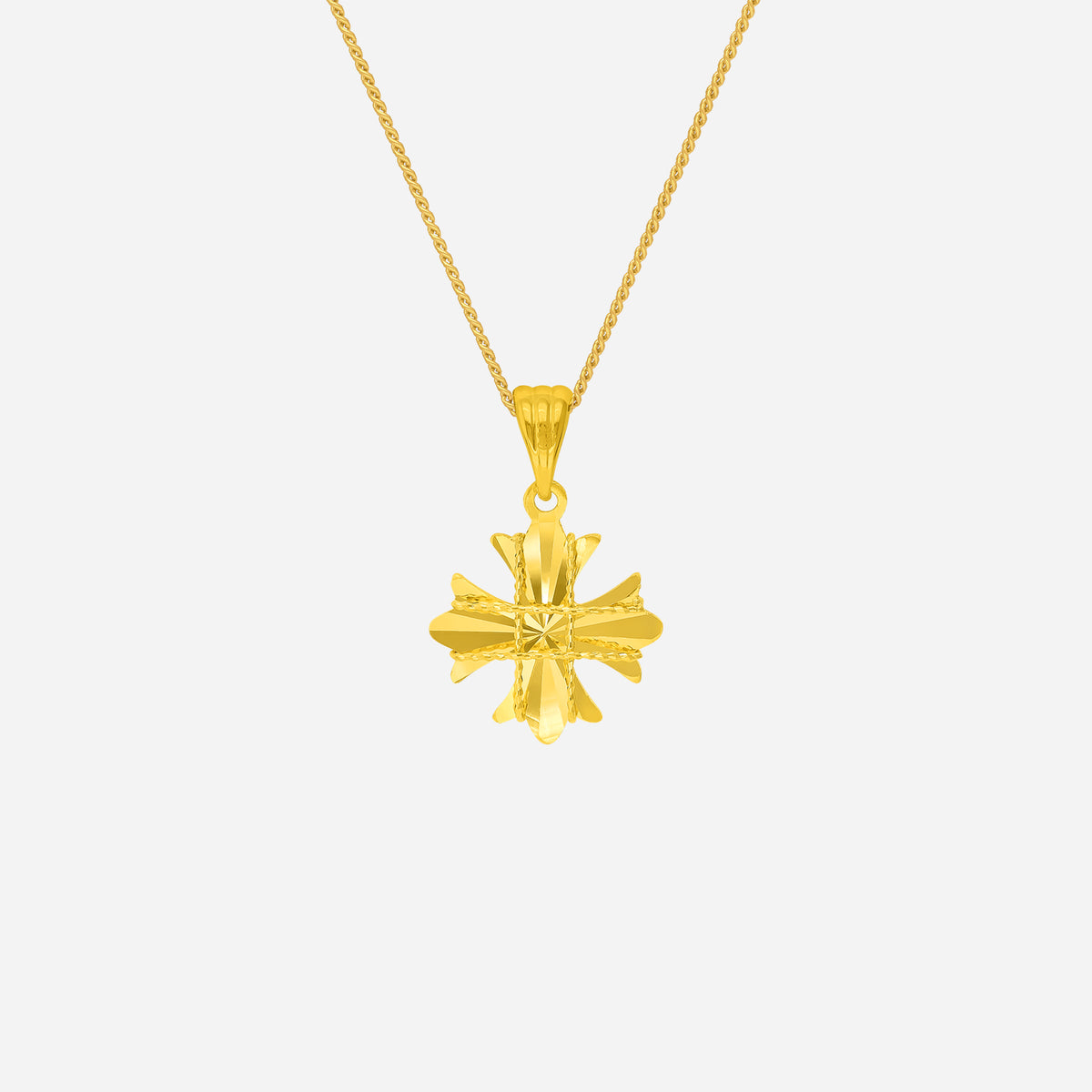 textured 22k yellow gold tweed star pendant with sculpted silhouette and intricate detailing. chain not included.