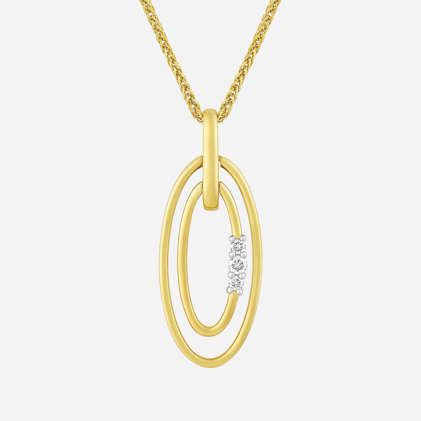 duo hoop pendant in yellow gold featuring sparkling diamonds, elegant design perfect for a sophisticated look.