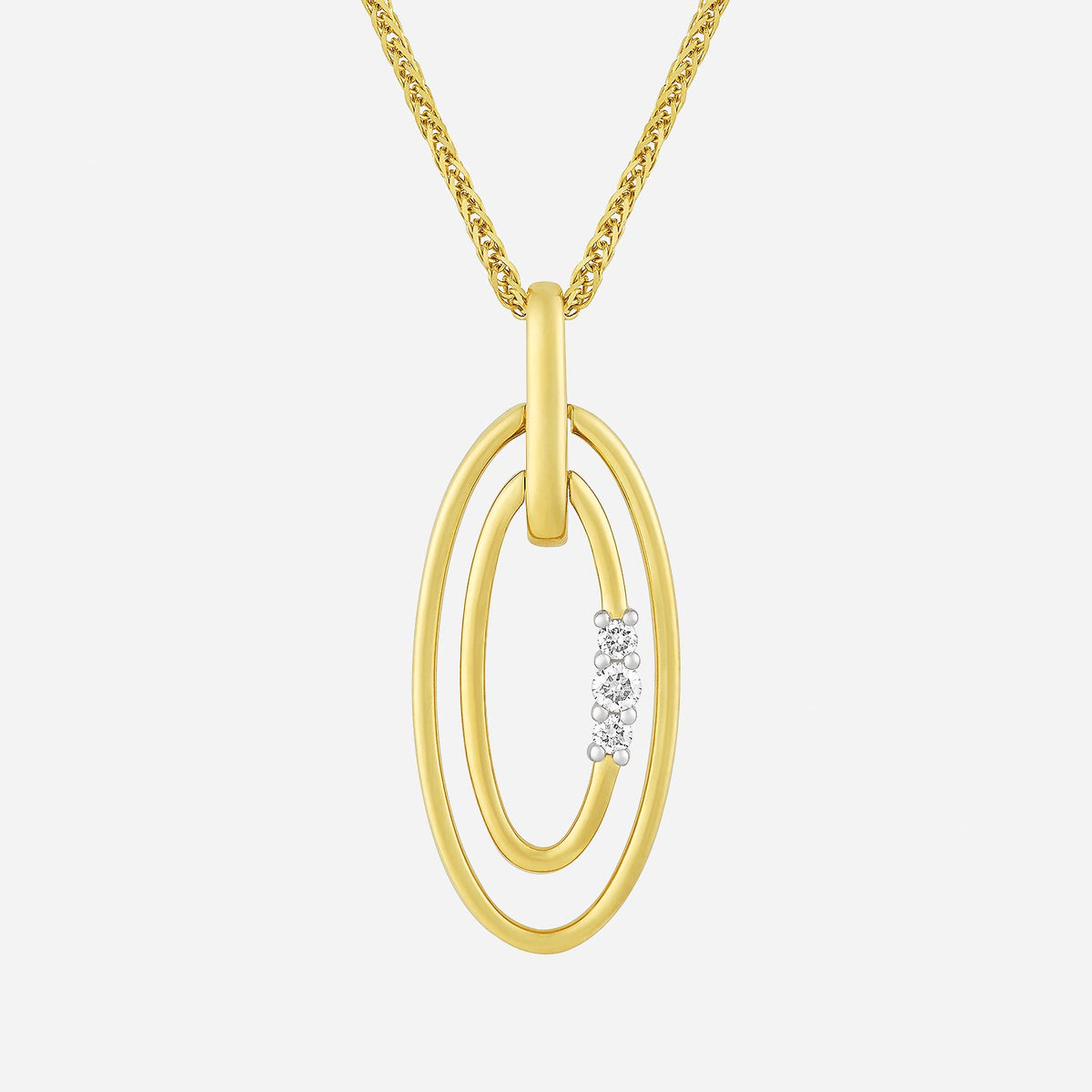 duo hoop diamond pendant in 18k yellow gold with a shimmering diamond accent. elegant design perfect for any occasion.