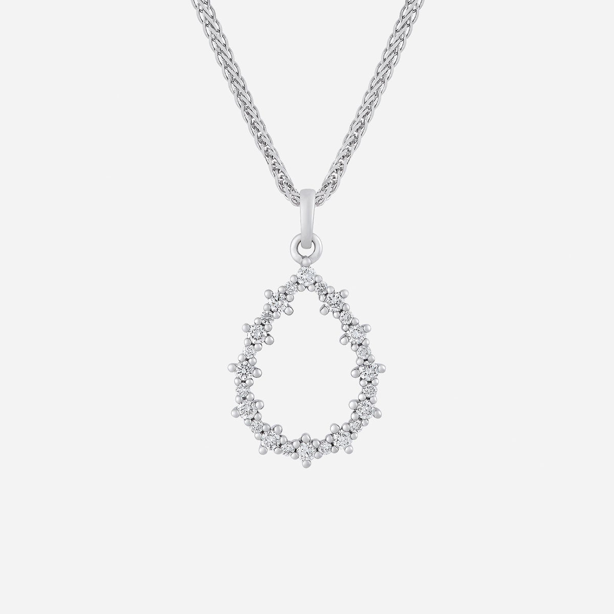 twinkle pear diamond pendant in 18k white gold with a delicate sparkling design. chain sold separately.