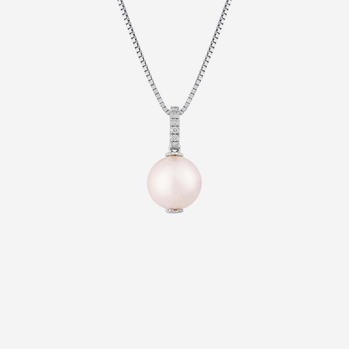 freshwater pearl pendant in 18k white gold, accented with diamonds for elegant simplicity. chain sold separately.