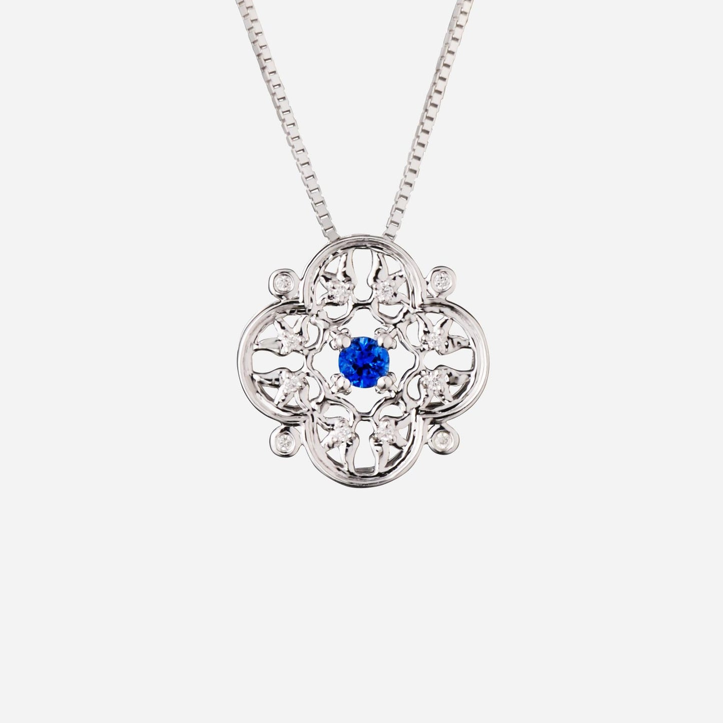 legacy floral sapphire diamond pendant in white gold (gsaplegacy0946a)