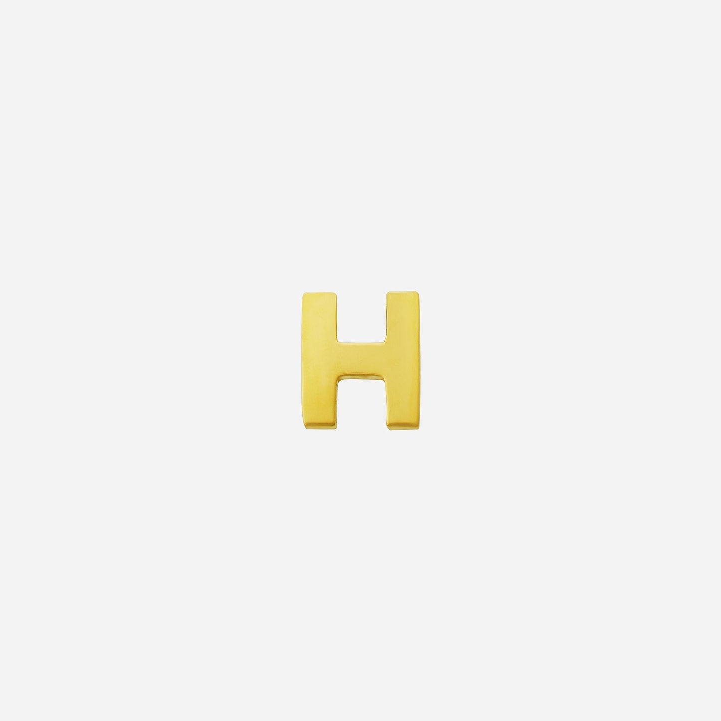 yellow gold single-sided 'h' earring, sleek and polished design, perfect for showcasing individuality.