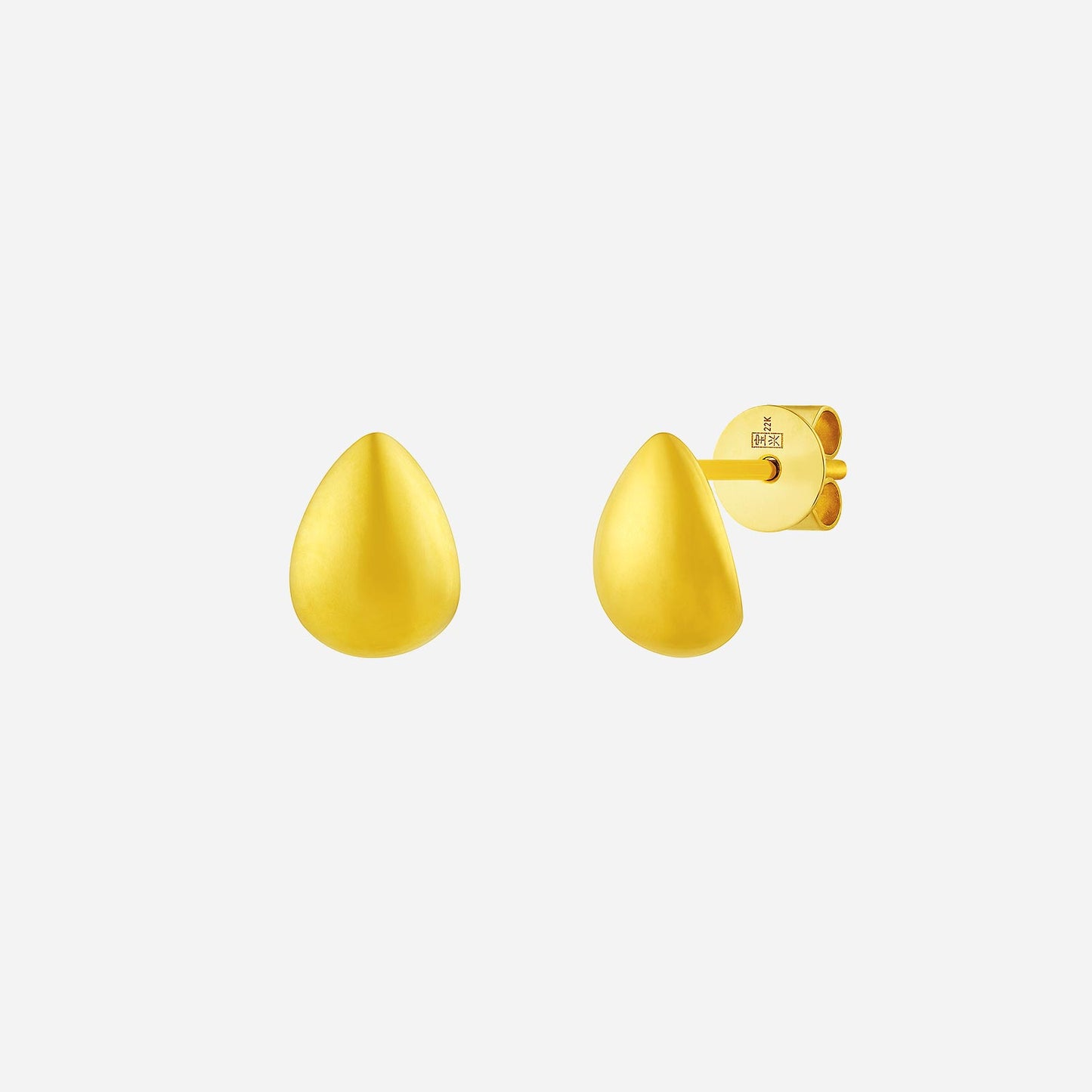 droplet earrings in 22k yellow gold with a smooth, sculptural teardrop design for everyday elegance.