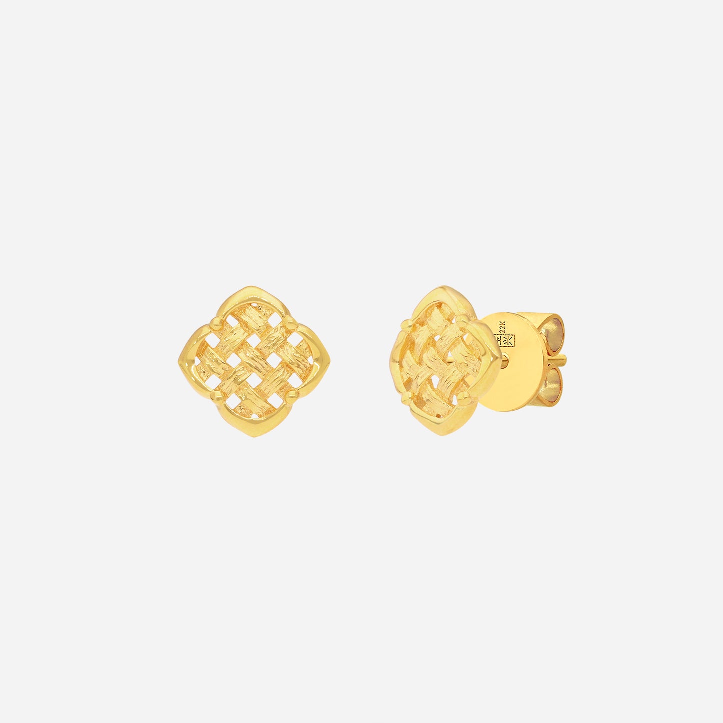 woven embrace earrings in 22k yellow gold, featuring a textured woven design for an elegant touch.