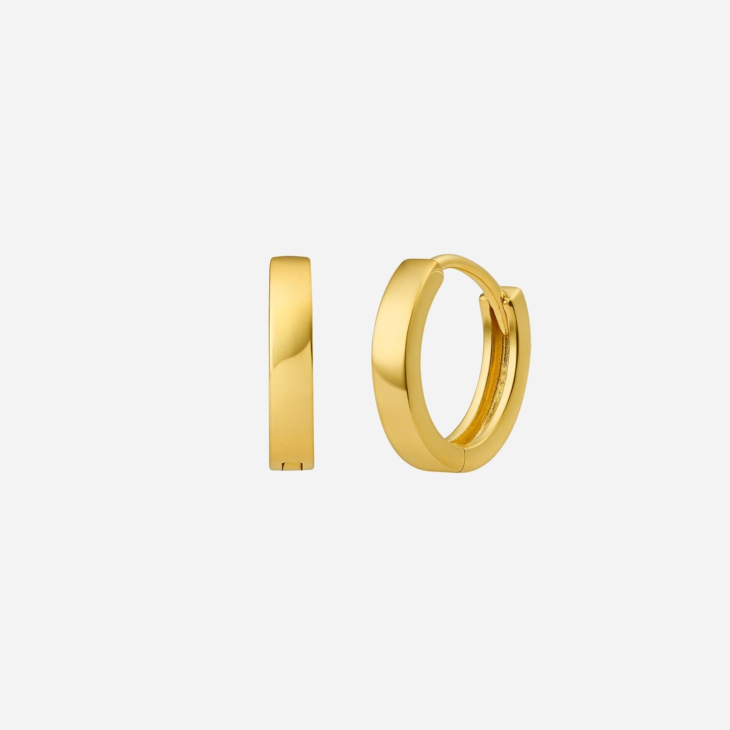 huggie earrings in 22k yellow gold with a sleek, minimalist design, perfect for everyday elegance.