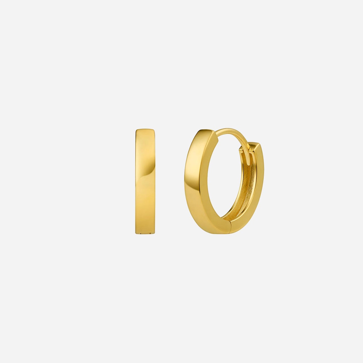 huggie earrings in 22k yellow gold with a sleek, minimalist design for everyday elegance.
