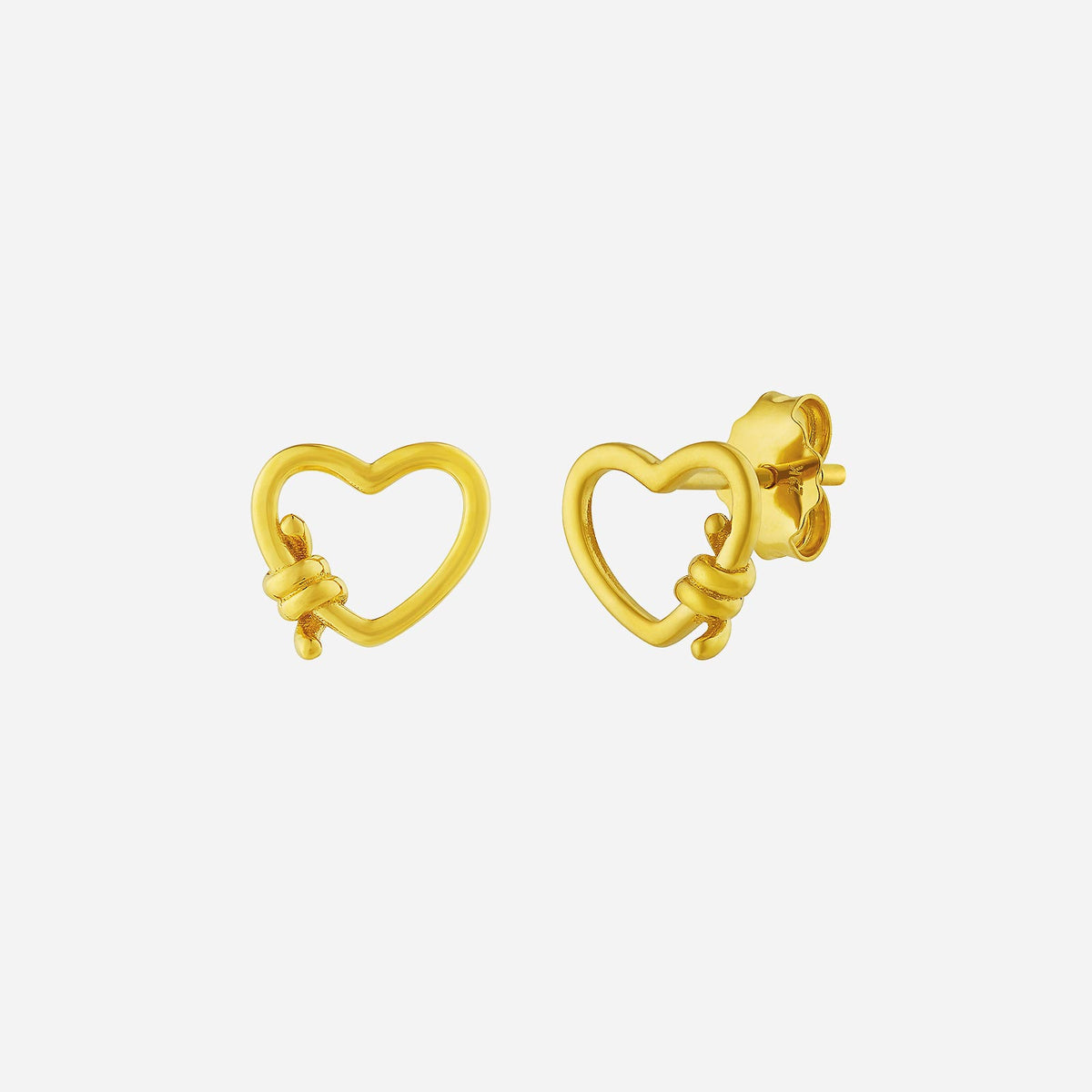 heart earrings in 22k yellow gold with a stylish intertwined design, perfect for celebrating love and elegance.