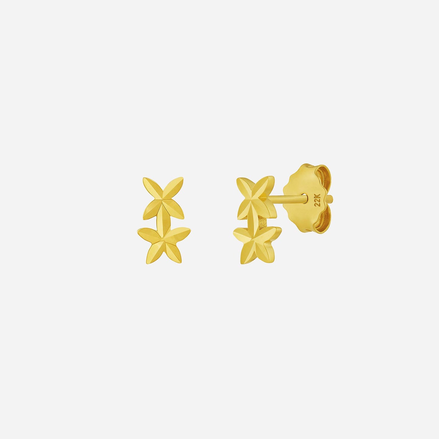 starry earrings in 22k yellow gold featuring a celestial floral design for a touch of magic.