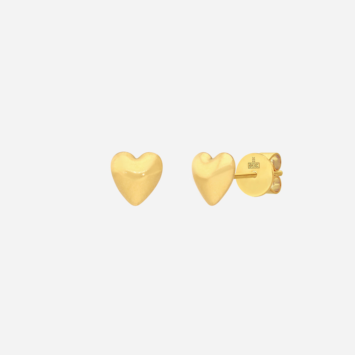 heart earrings in polished 22k yellow gold with soft sculpted heart design, perfect for a romantic touch.