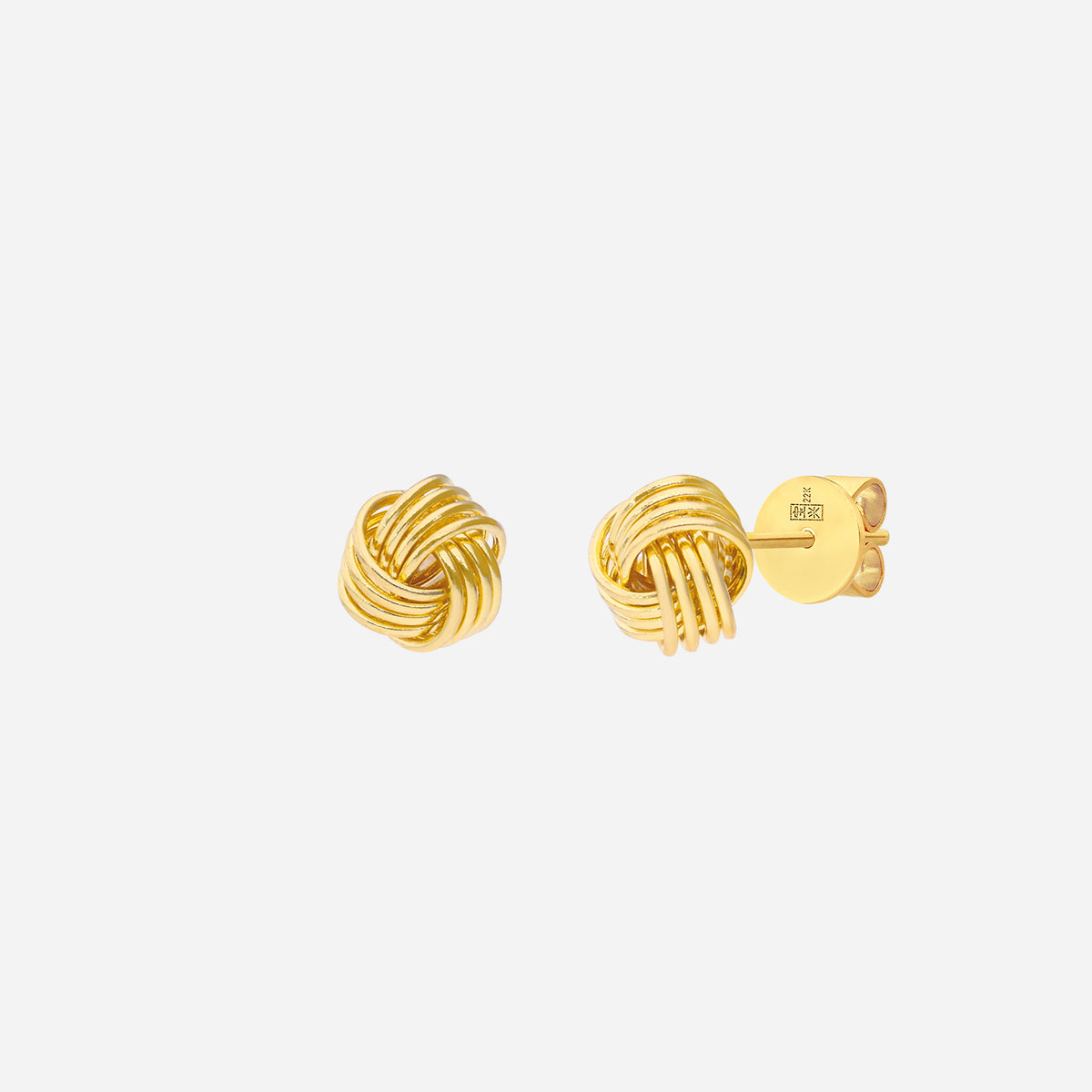 knot earrings in 22k yellow gold featuring whimsical loops for a fun and stylish everyday accessory.
