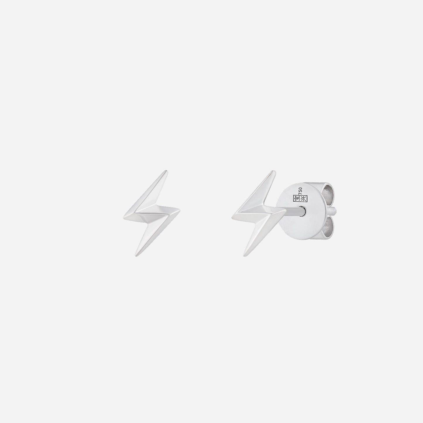 lightning bolt studs in 18k white gold with a sleek, contemporary design for a stylish accent.