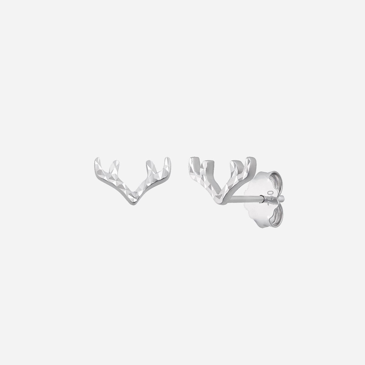 18k white gold antlers earrings with a delicate, whimsical design for a unique and elegant accessory.